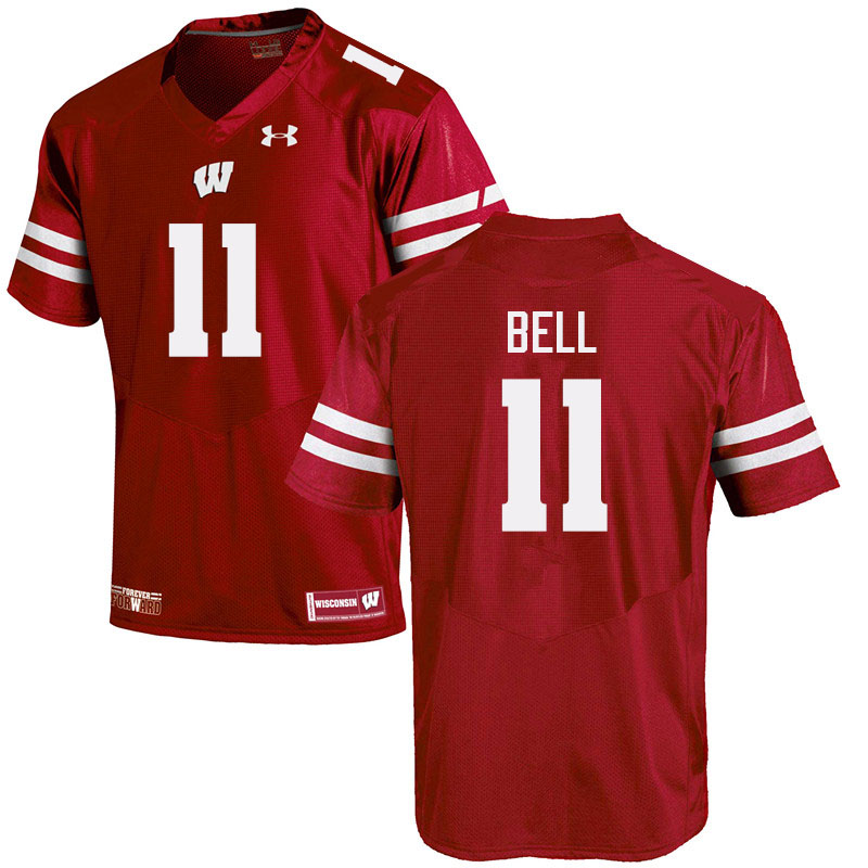 Wisconsin Badgers Men's #11 Skyler Bell NCAA Under Armour Authentic Red College Stitched Football Jersey DT40I64AB